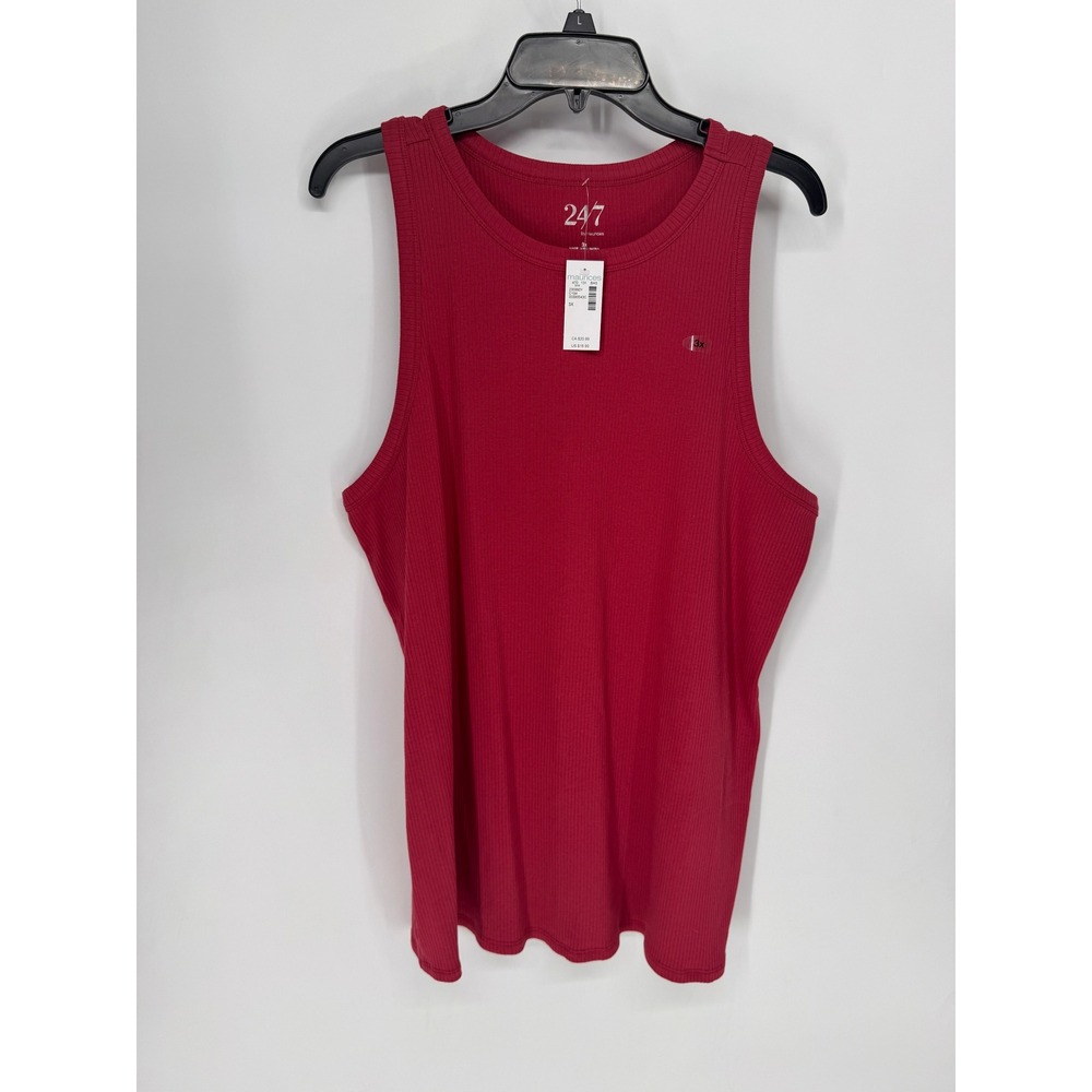 Maurices Tank Top Womens 3X Red NWT Ribbed Cotton Blend Scoop Neck Sleeveless